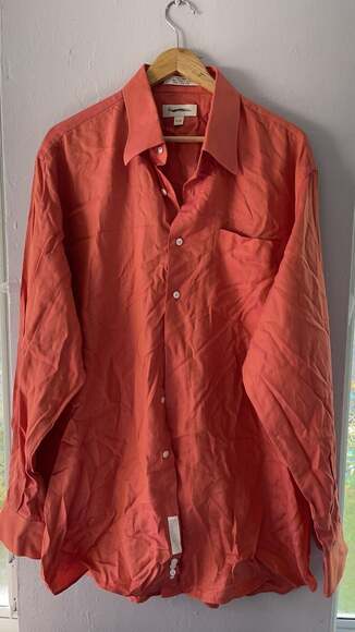 John Nordstrom Other - John Nordstrom Men's Red Orange Long Sleeve Button Down Shirt 100% Cotton 17-35